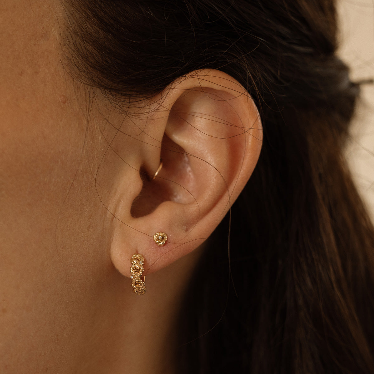 February CZ Birth Flower Stud Earrings