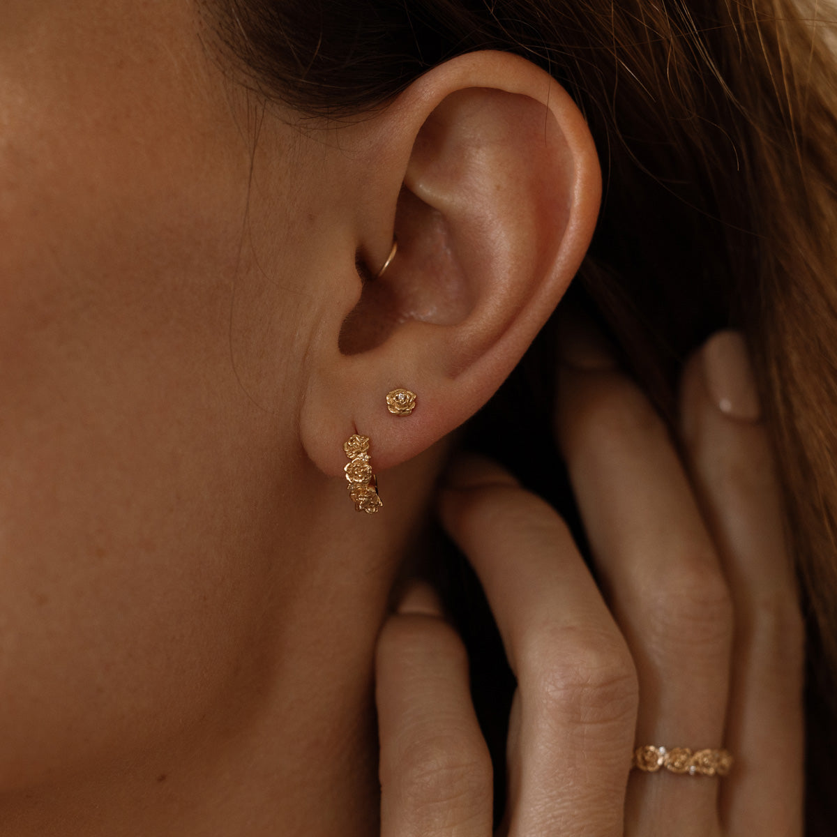 September CZ Birth Flower Huggie Hoop Earrings