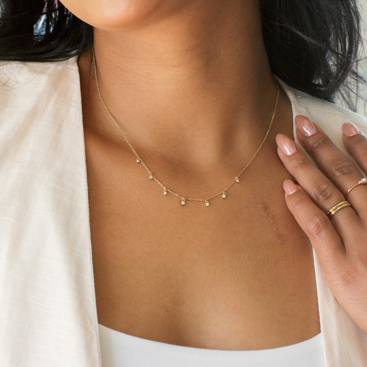 CZ Poppy Floating Necklace