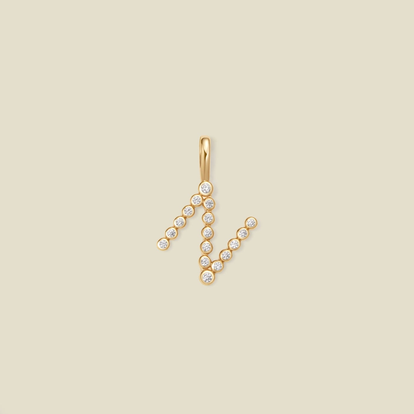 CZ Poppy Initial N Charm Gold Vermeil Add Ons