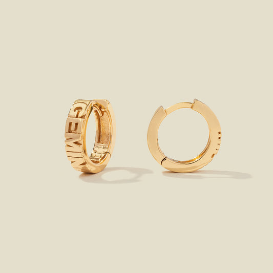 Gemini Huggie Hoop Earrings Gold Vermeil Earring