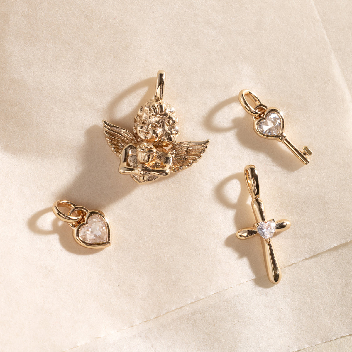 CZ Heart Cross Charm
