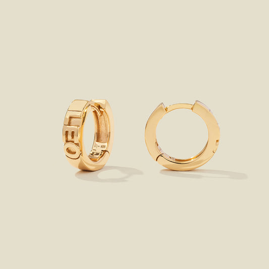 Leo Huggie Hoop Earrings Gold Vermeil Earring