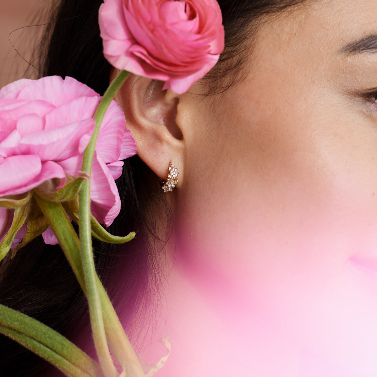 Flora Luxe Huggie Hoop Earrings
