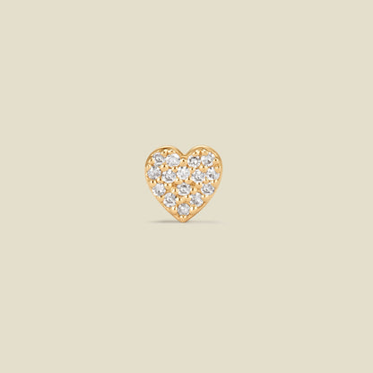 14k Diamond Heart Stud Earring (Flat Back) - Single