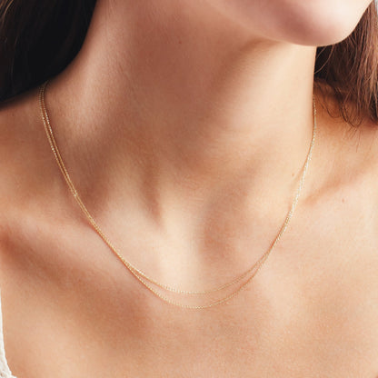 14k Adjustable Flat Cable Chain 14k Solid Gold Necklace