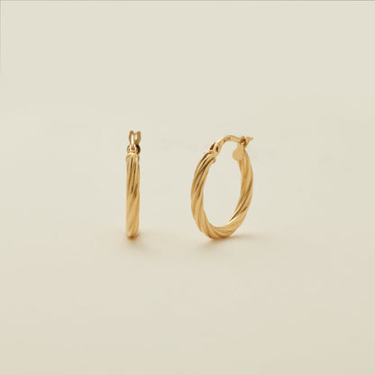 14k Solid Gold Twisted Hoop Earrings 14k Solid Gold Earring