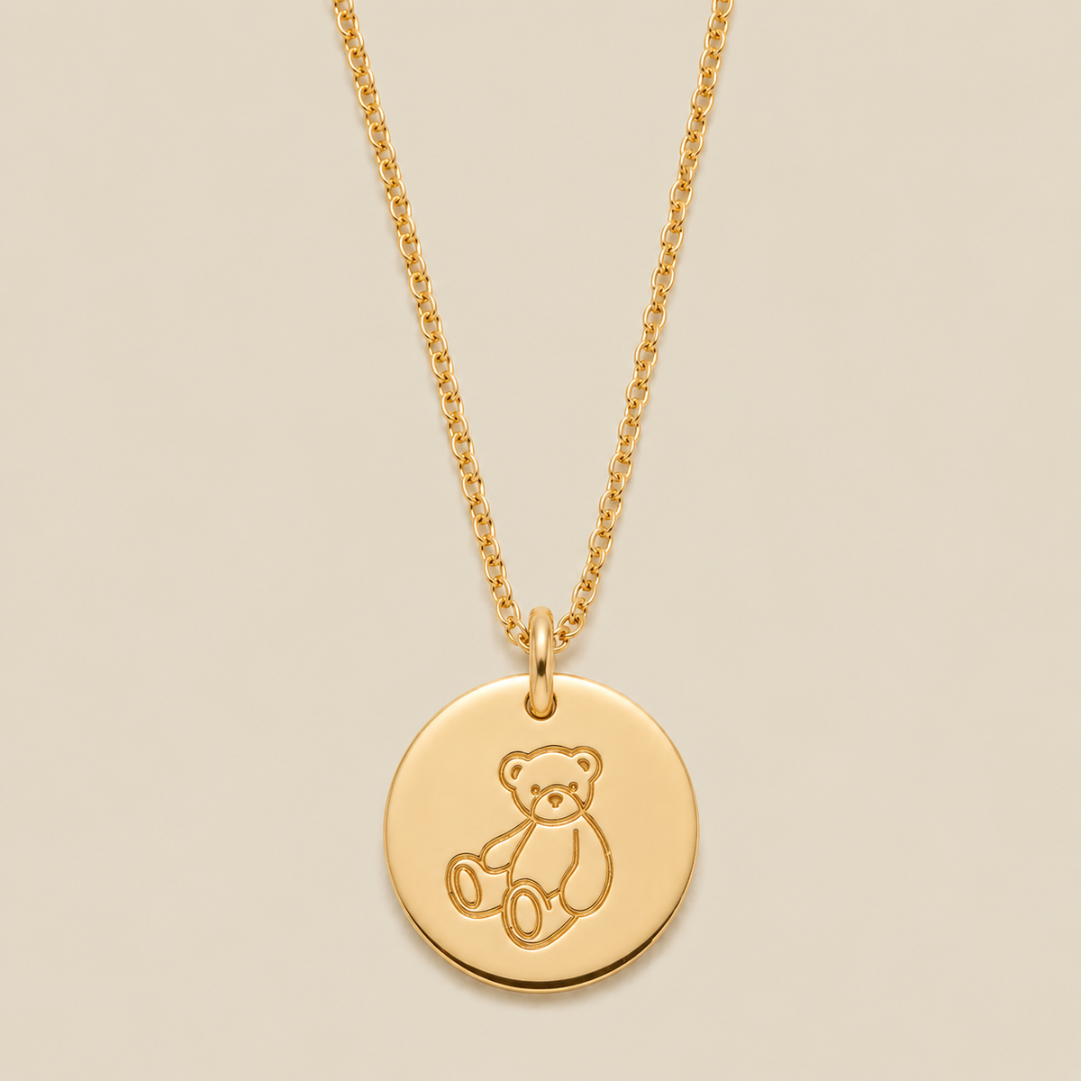 Teddy Bear Disc Necklace