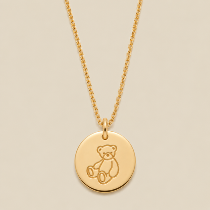 Teddy Bear Disc Necklace