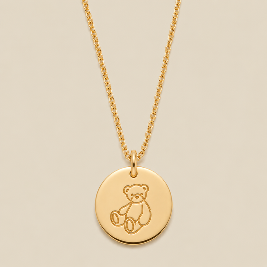 Teddy Bear Disc Necklace