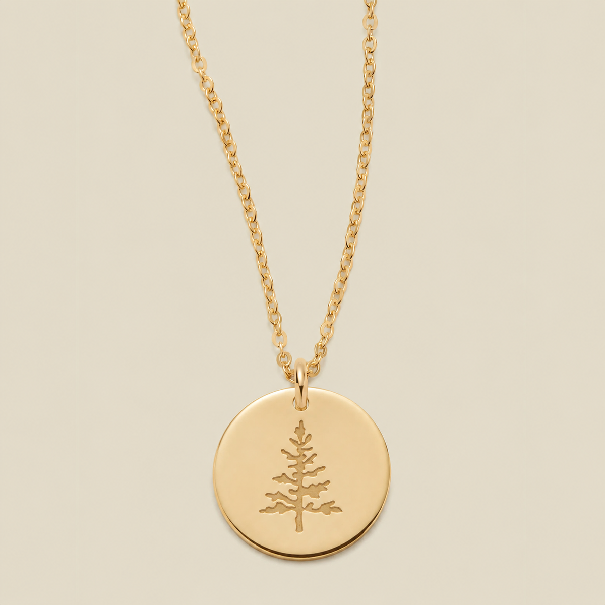 Pine Tree Disc Necklace