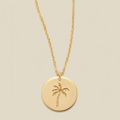 Palm Tree Disc Necklace