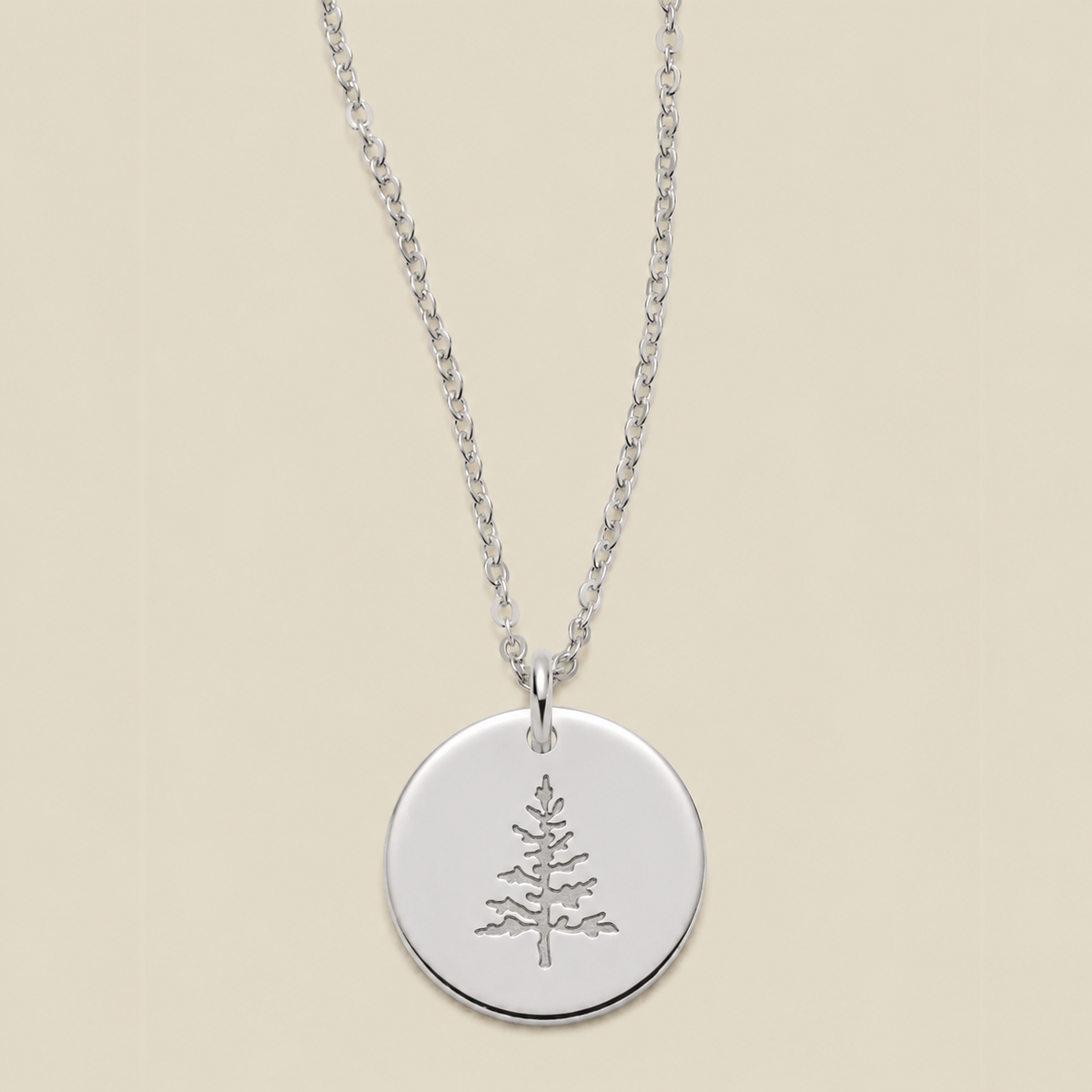 Pine Tree Disc Necklace