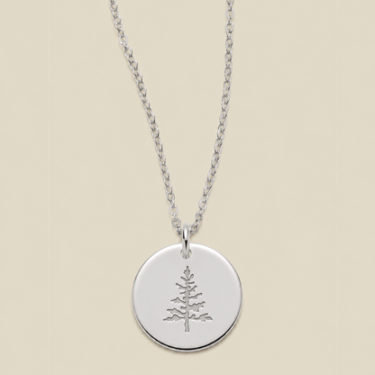 Pine Tree Disc Necklace