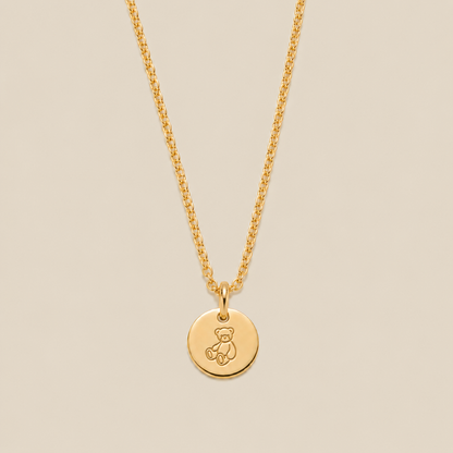Teddy Bear Disc Necklace