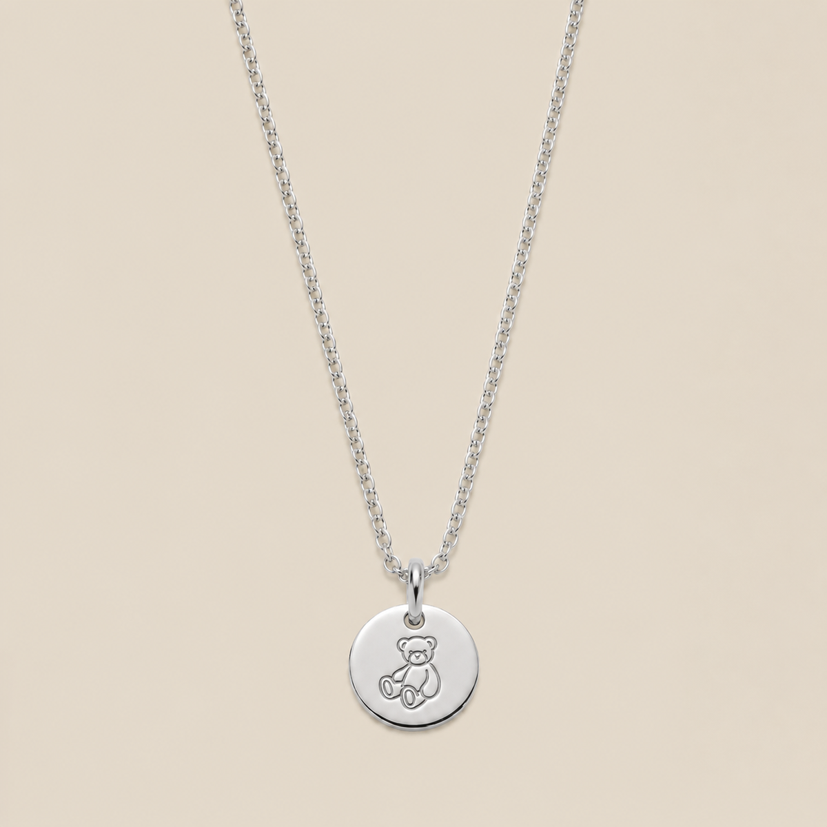 Teddy Bear Disc Necklace