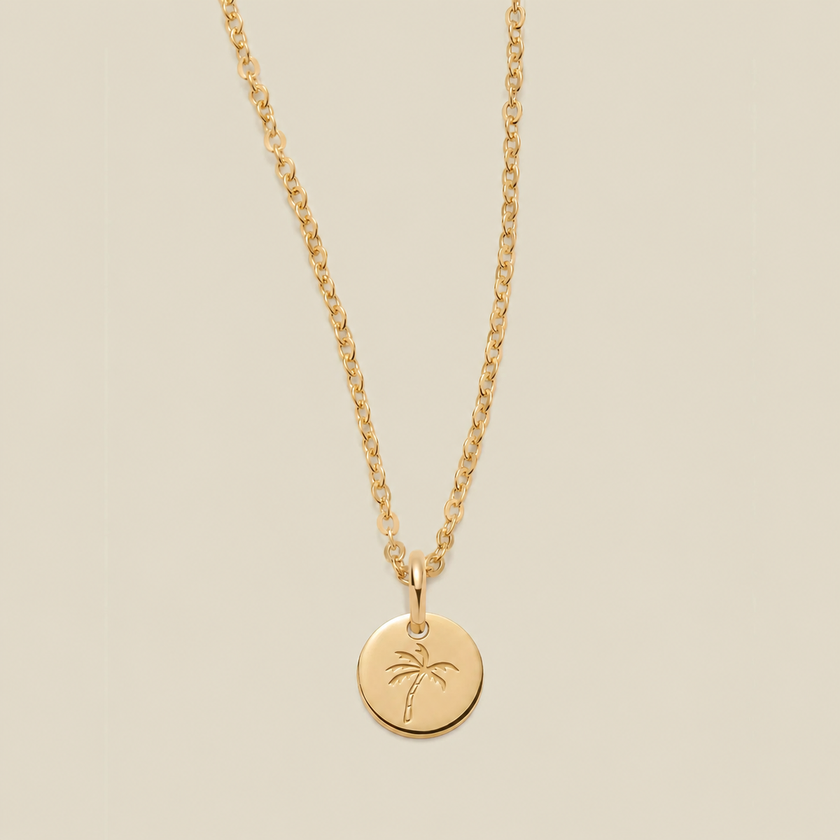Palm Tree Disc Necklace
