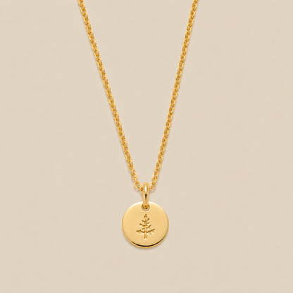Pine Tree Disc Necklace