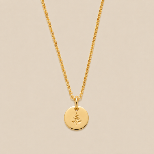 Pine Tree Disc Necklace