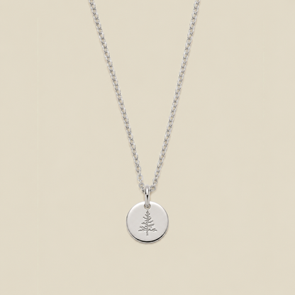 Pine Tree Disc Necklace