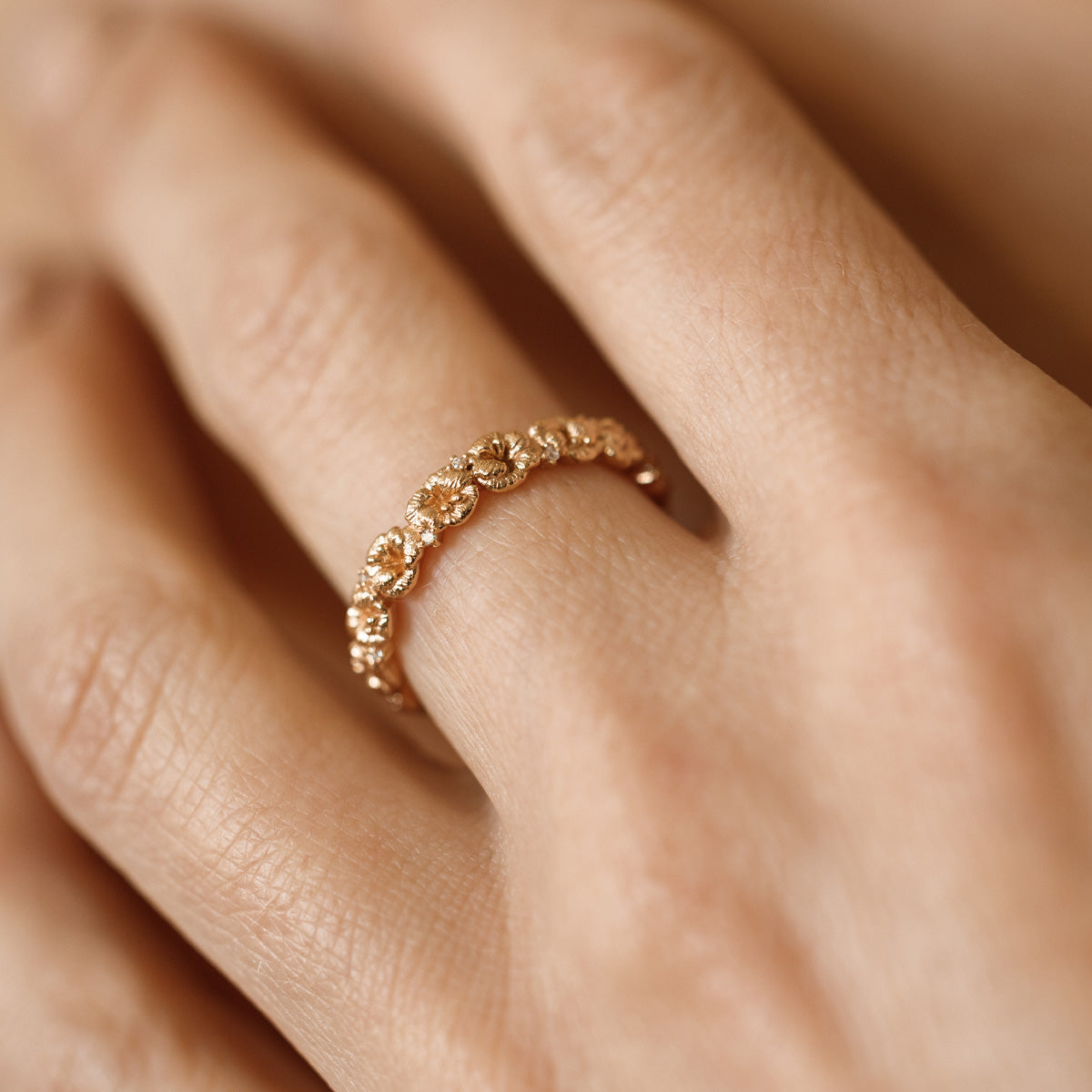 February CZ Birth Flower Eternity Ring