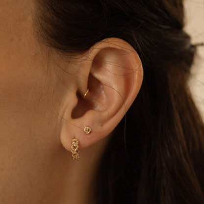 February CZ Birth Flower Huggie Hoop Earrings