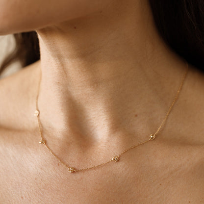 February CZ Birth Flower Station Necklace