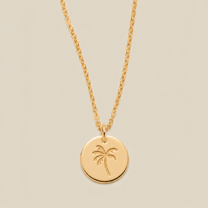 Palm Tree Disc Necklace