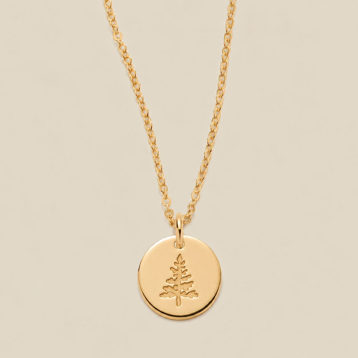 Pine Tree Disc Necklace