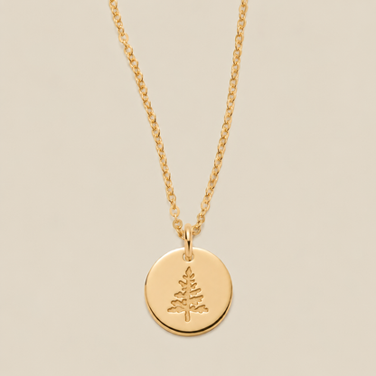 Pine Tree Disc Necklace