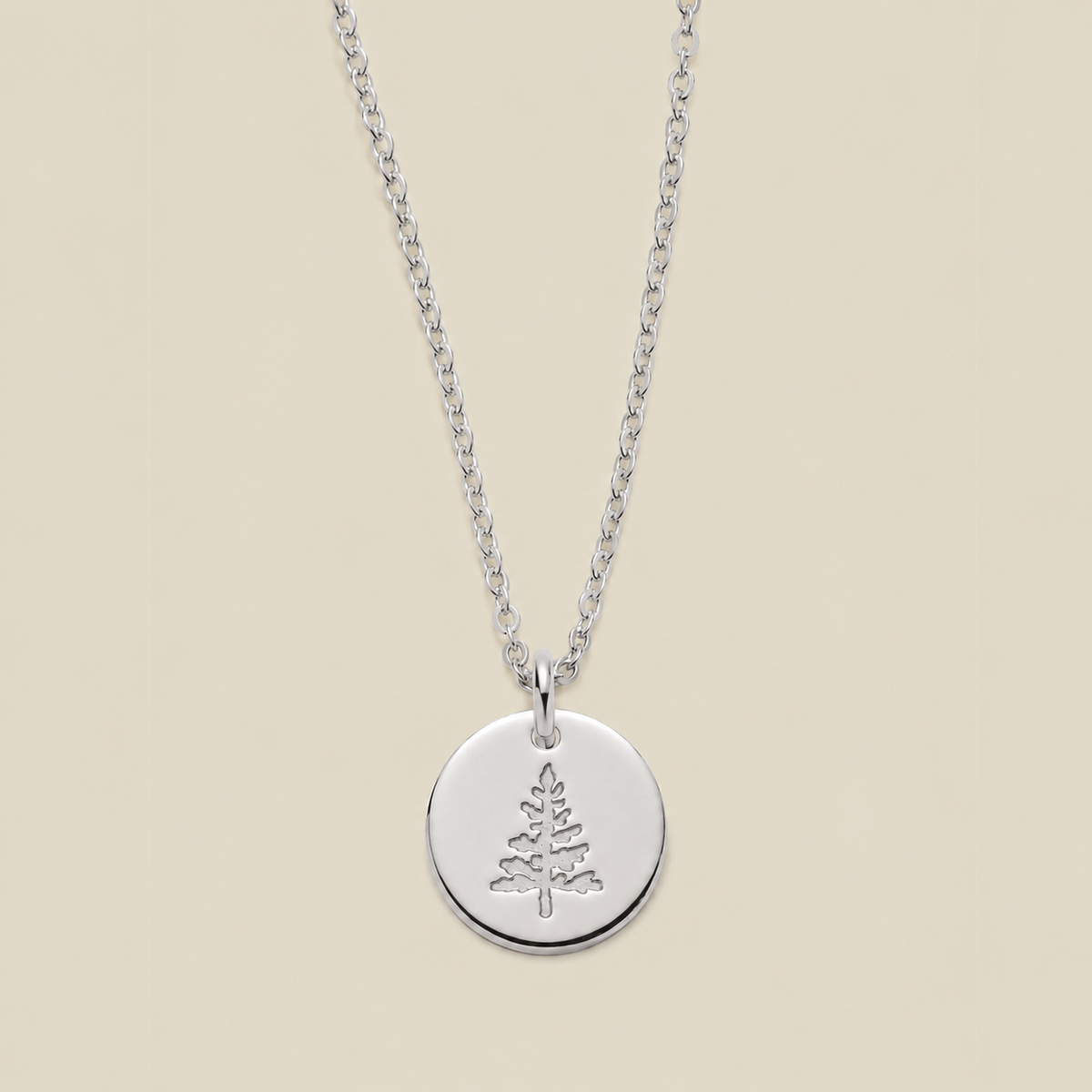 Pine Tree Disc Necklace