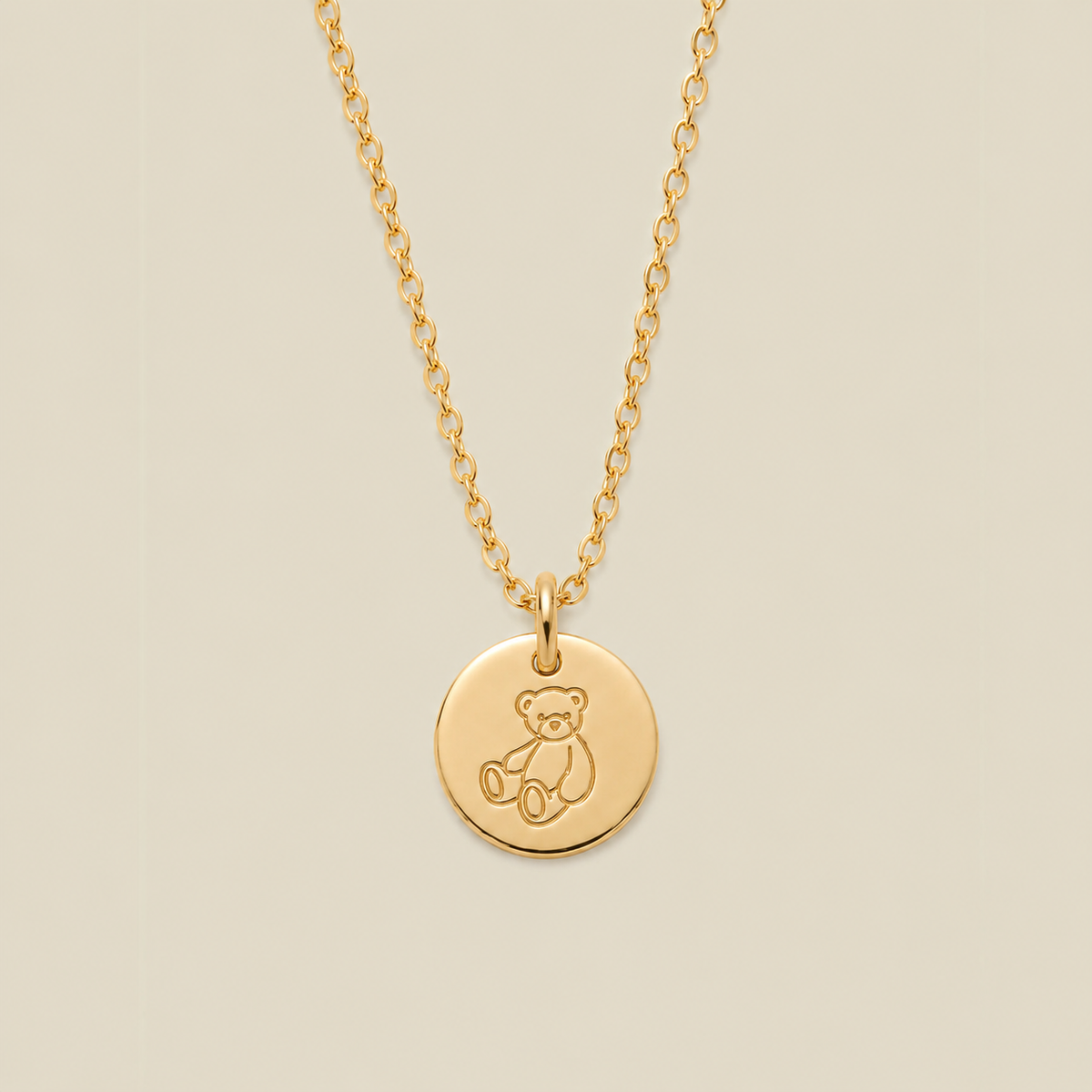 Teddy Bear Disc Necklace