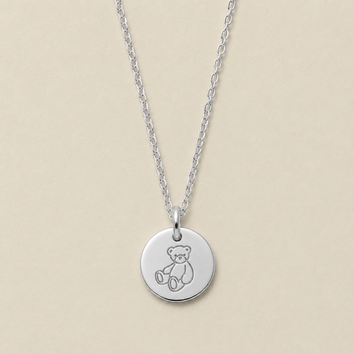 Teddy Bear Disc Necklace