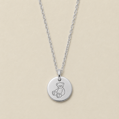 Teddy Bear Disc Necklace