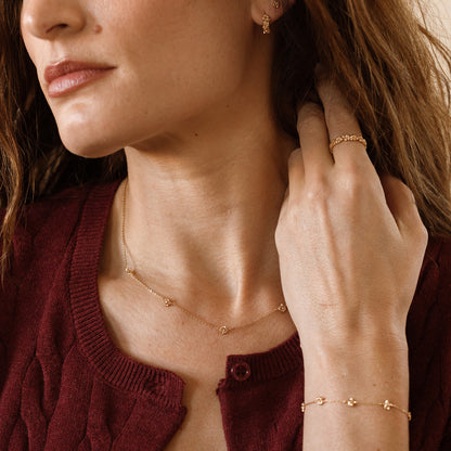 March CZ Birth Flower Station Necklace