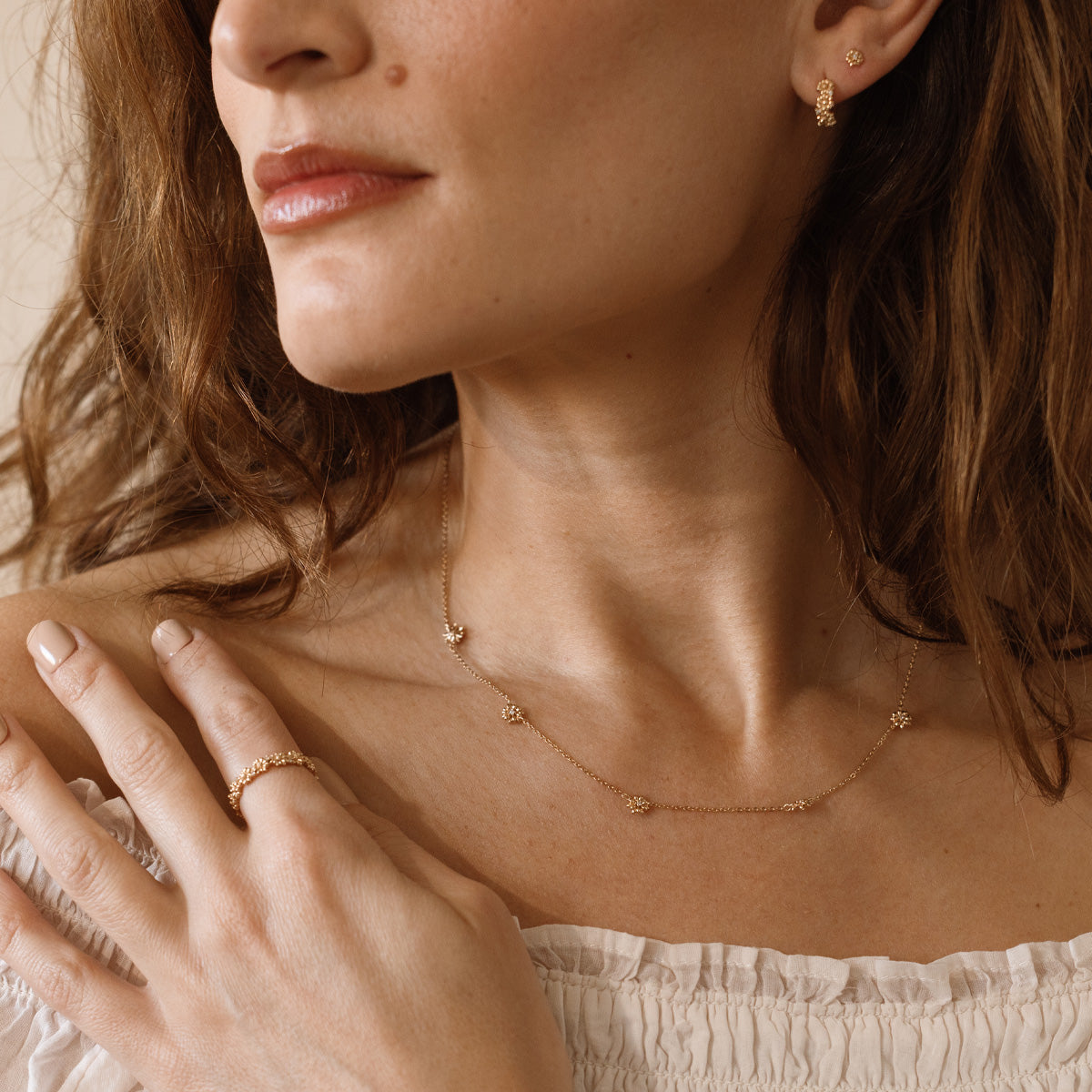 April CZ Birth Flower Station Necklace