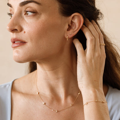 May CZ Birth Flower Huggie Hoop Earrings