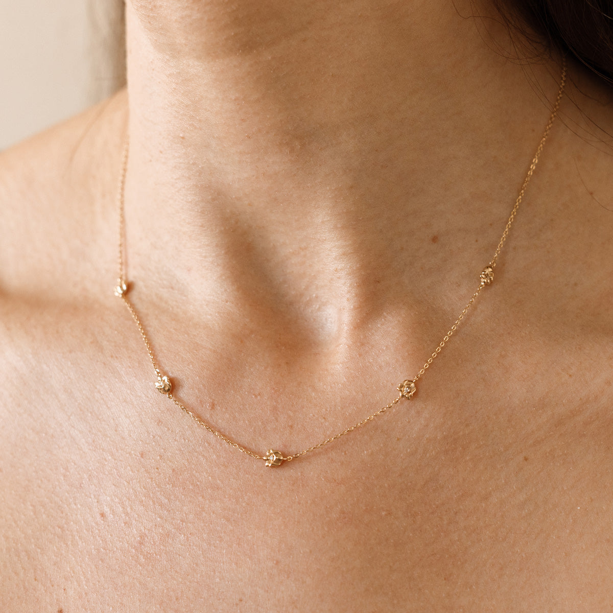 May CZ Birth Flower Station Necklace