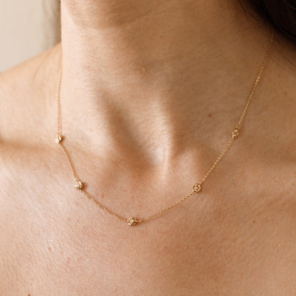 May CZ Birth Flower Station Necklace