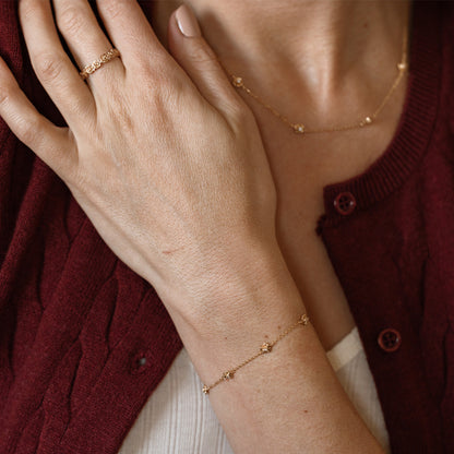 June CZ Birth Flower Station Bracelet