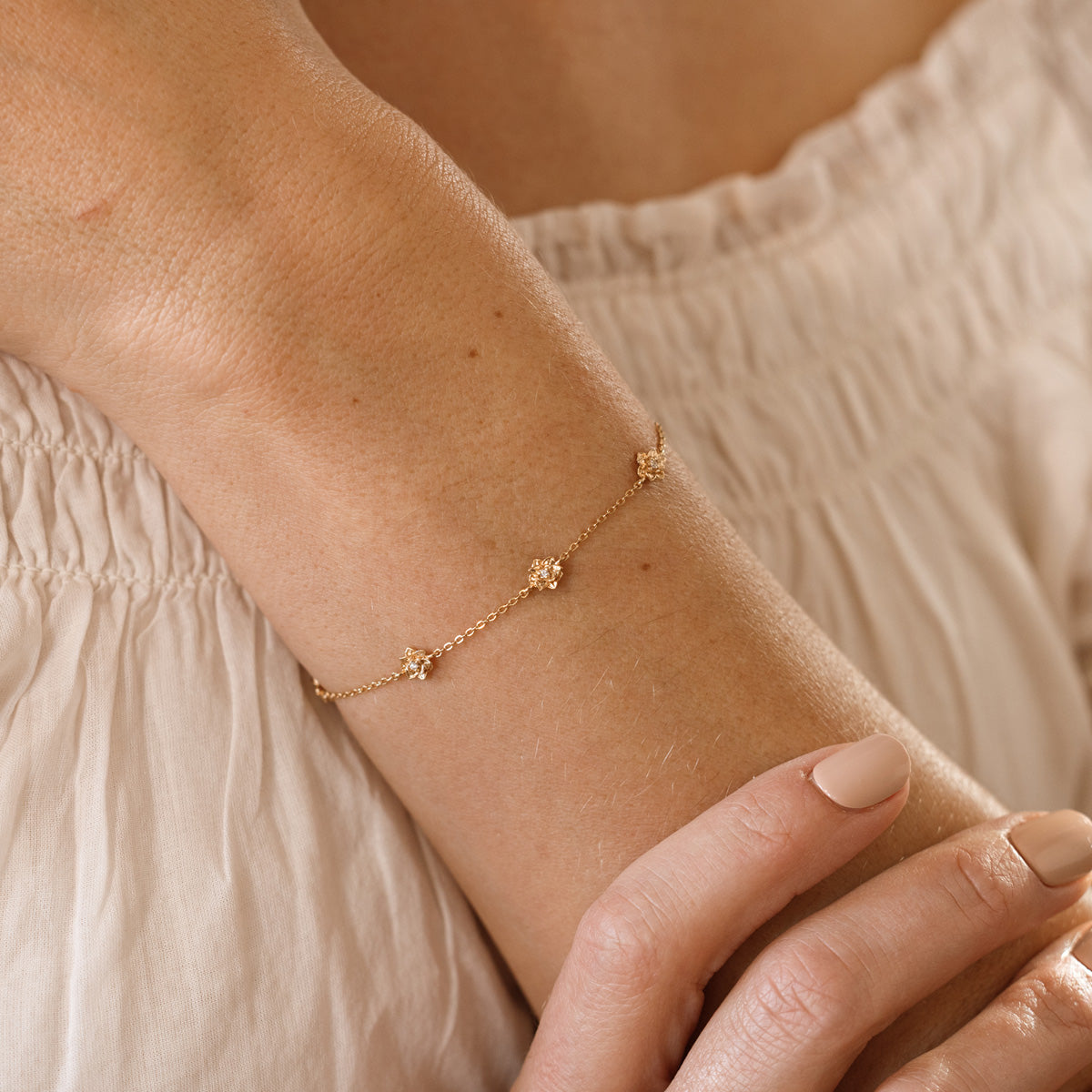 July CZ Birth Flower Station Bracelet