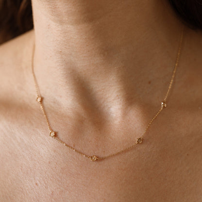 August CZ Birth Flower Station Necklace