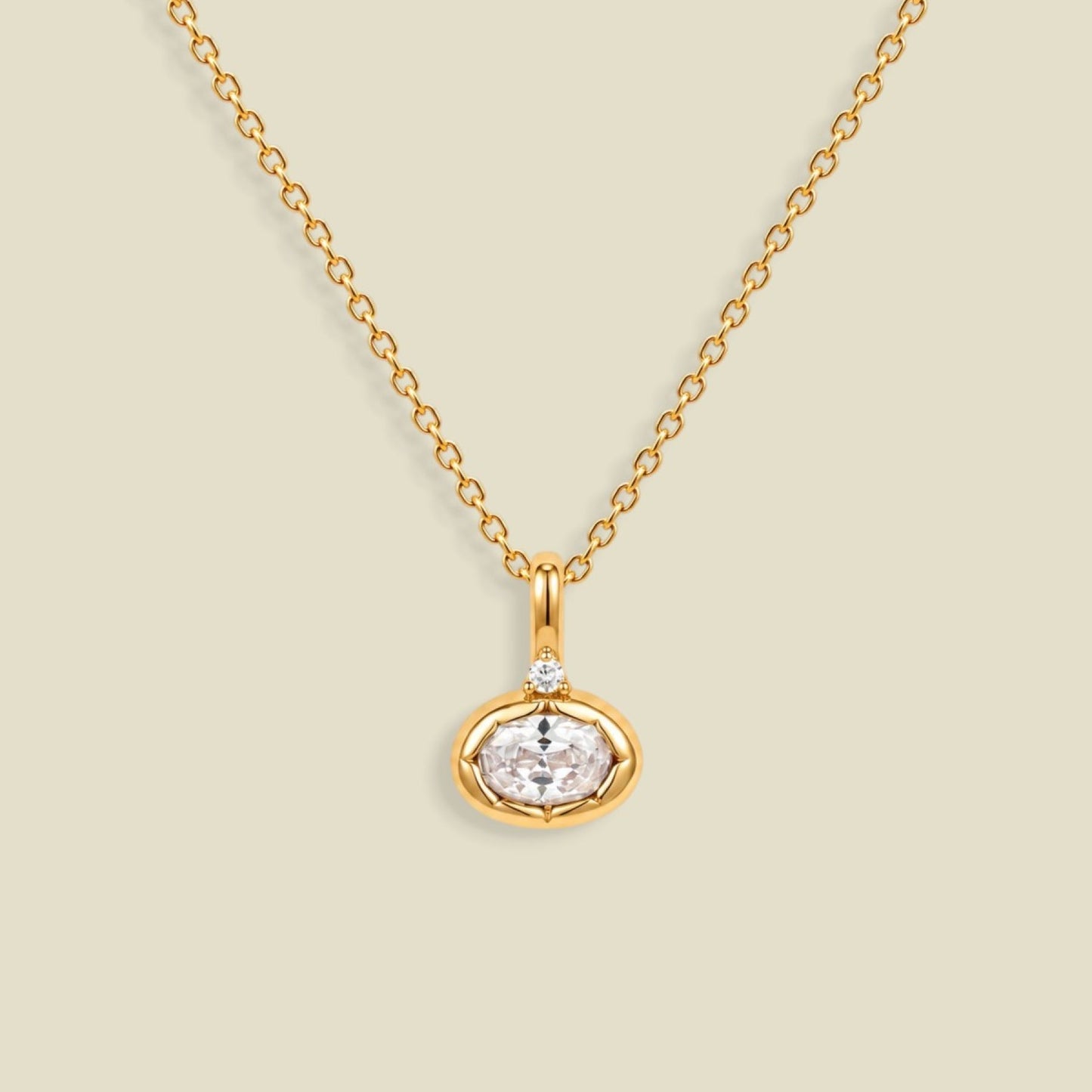 April Oval Birthstone Charm Necklace