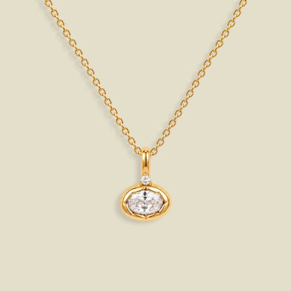April Oval Birthstone Charm Necklace