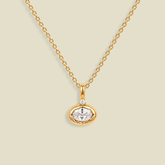 April Oval Birthstone Charm Necklace