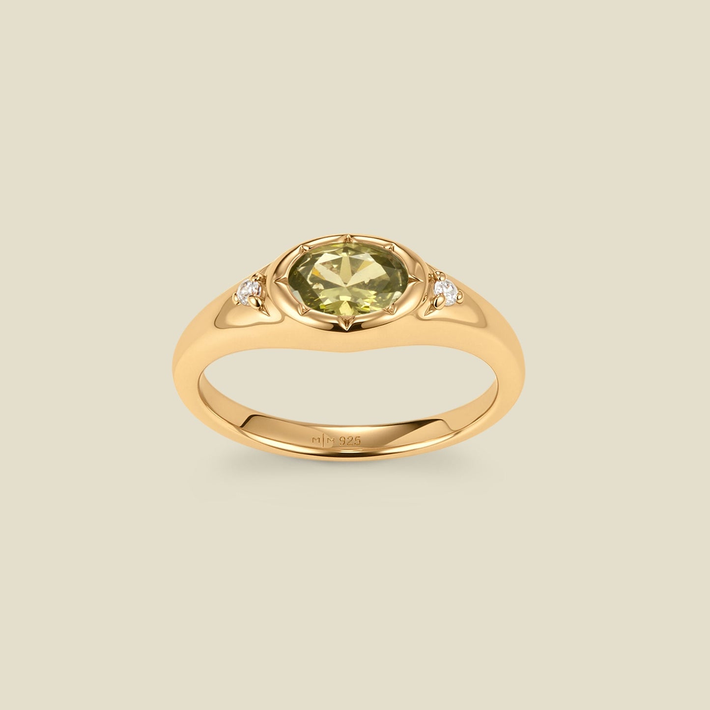 August Oval Birthstone Signet Ring