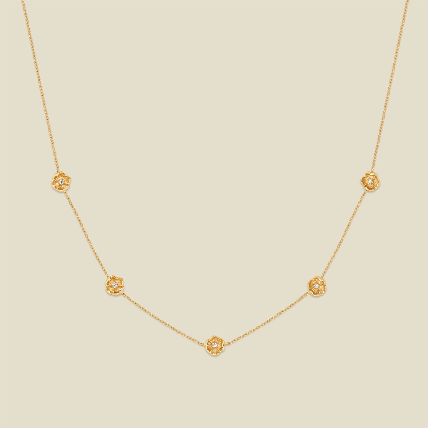 August CZ Birth Flower Station Necklace