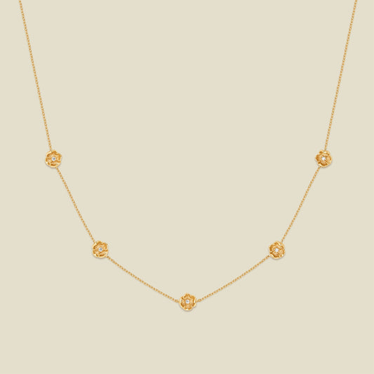 August CZ Birth Flower Station Necklace