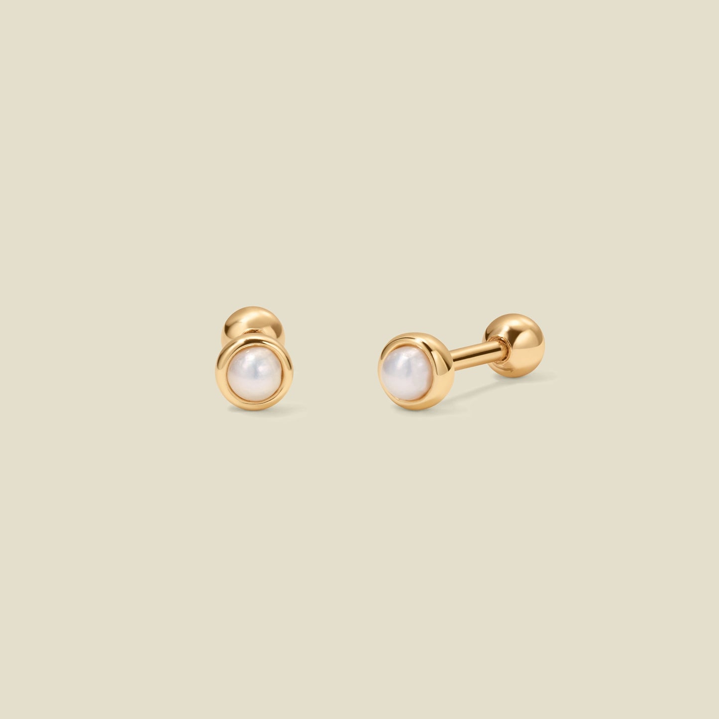 Bezel-Set Pearl Stud Earrings