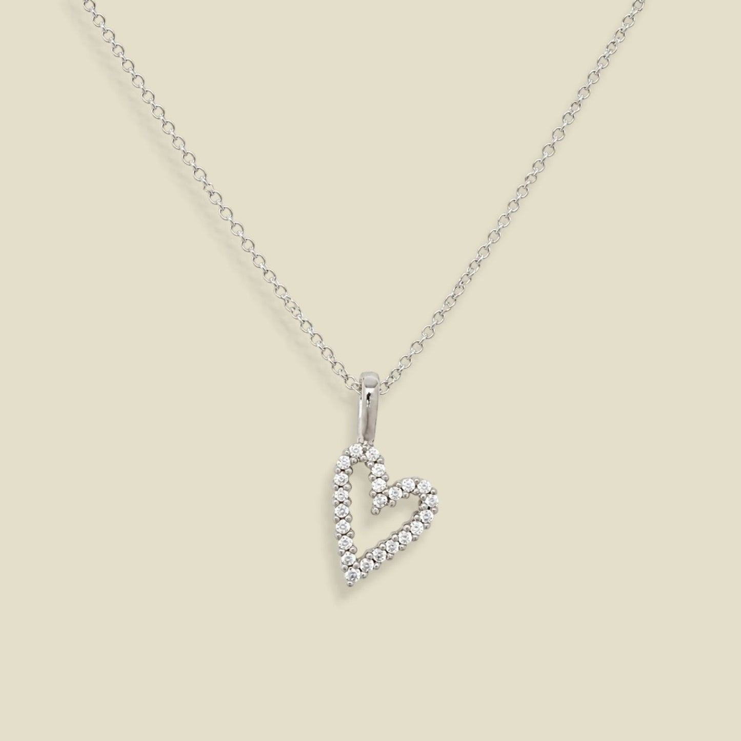 CZ Heart Charm Necklace